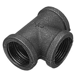 3/4'' Tee Equal 3 Pipe Malleable Iron Black Pipe Fittings Female Tube Connector - 3/4 Inch，DN20（2pcs）