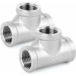 2 Pieces Stainless Steel Tee Pipe Fittings, 3/4 BSP Female Pipe Fittings