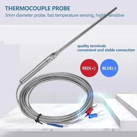 Thermocouple Sensor Probes, Temperature Controller K Type High Temperature Thermocouple Sensor(3m) - Image 5