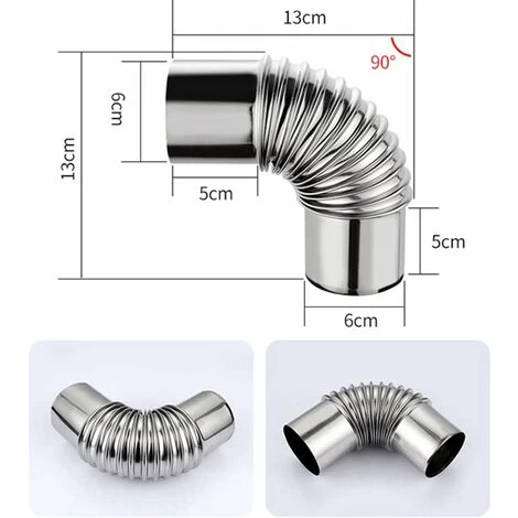 Stainless Steel 90 Degree Elbow Chimney Pipe For Smoke Stove,60mm - Image 2
