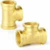 2 Pcs 3/4 BSP Brass Female Thread 3 Way Tee Pipe Connectors, Suitable For Pipe Connecting,Brass Screwed Tee - 3/4 X 3 Female THREAD