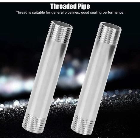 Nipple - Stainless Steel Tube And Pipe Fittings 98mm BSP 3/4 Male X Male Threaded Pipe Fittings (2Pc) (Size : 3/4BSP) - Image 2