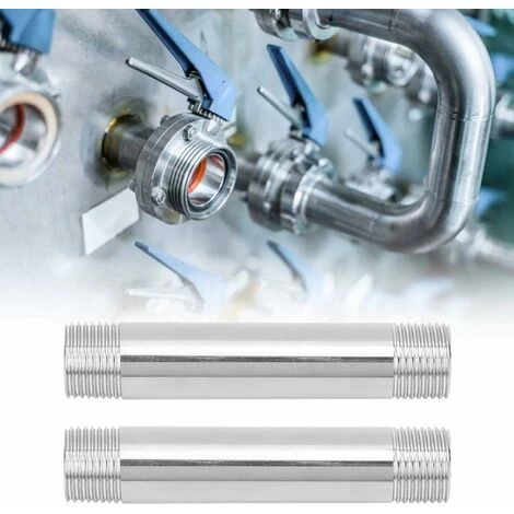 Nipple - Stainless Steel Tube And Pipe Fittings 98mm BSP 3/4 Male X Male Threaded Pipe Fittings (2Pc) (Size : 3/4BSP) - Image 5