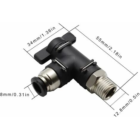 8mm Air Hose Connector And 1/4 Inch Thread, Pneumatic Connector, Black Right Angle Air Flow Control Valve, Can Be Used To Control Pipeline Gas - Image 4