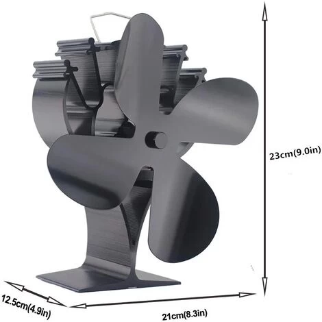 RHAFAYRE 4 Blade Quiet Heat Powered Wood Stove Fan With Magnetic Thermometer For Wood Stove Or Fireplace - Image 4