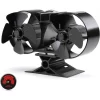 RHAFAYRE 8 Blade Mini Wood Stove Fan Heat Powered Dual Motor Black