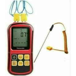 Digital Thermocouple Thermometer, Dual Channel Thermometer Tester With Thermocouple Probe