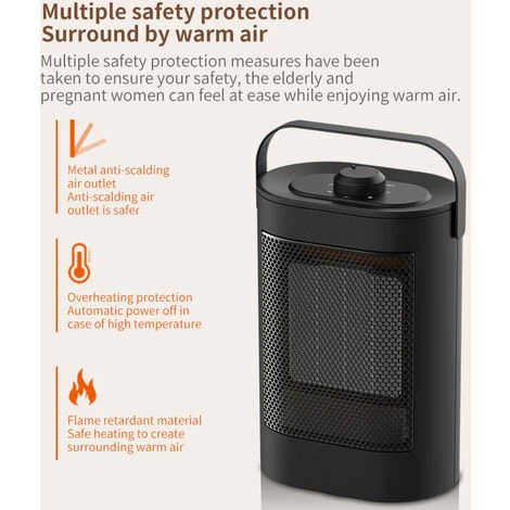 Ceramic Heater Ready Warm Ceramic. 3 Modes, Adjustable Thermostat, Tilt Sensor, Overheat Protection - Image 5