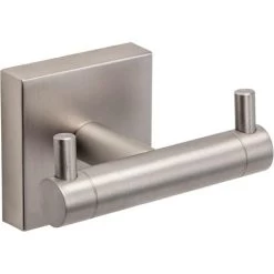 Croydex Wall Mounted Chiswick Double Robe Hook Stainless Steel, Brushed Nickel