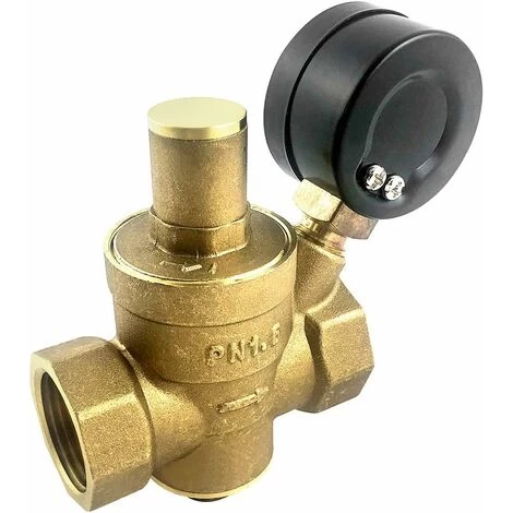 RV Water Pressure Regulator Brass - Adjustable Pressure Reducer Valve W Gauge 3/4, And Inlet Screened Filter DN20 Brass Water Pressure Reducer With Pressure Reducer Valve - Image 2