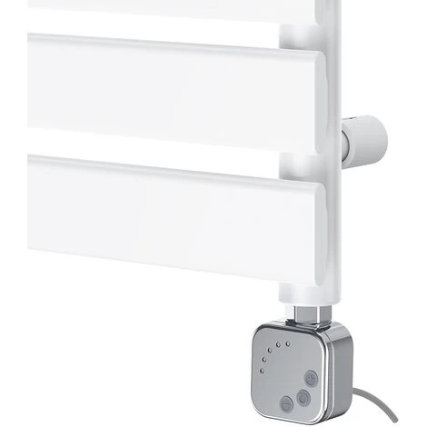 Prefilled Bathroom Flat Panel Thermostatic Electric Heated Towel Rail Warmer Radiator 650x400mm 400W White - Image 4