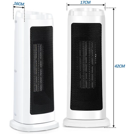 VINGO Electric Fan Heater Tower Ceramic PTC Heating 2000W Timer Remote Control For Office Room Desk Indoor Bedroom Use White - Image 2