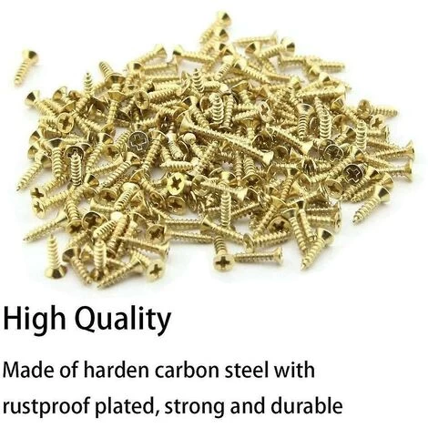 1200 Assortment Small Steel Flat Head Wood Screws 5mm 6mm 7mm 8mm 10mm Gold Small Wood Screws With O - Image 3