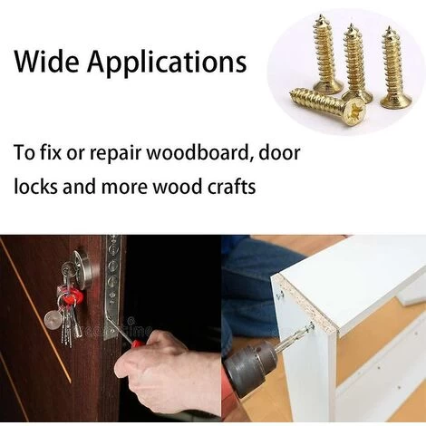 1200 Assortment Small Steel Flat Head Wood Screws 5mm 6mm 7mm 8mm 10mm Gold Small Wood Screws With O - Image 5