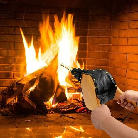 Fireplace Bellows 15.5 X 7 Large Wooden Fire Pit Blower Bellows Cast Iron Nozzle For Outdoor Camping Bbq Grill Fireplace Bellows Pump Barbecue Bellows Fire Tools Accessories With Hanging Strap - Image 2