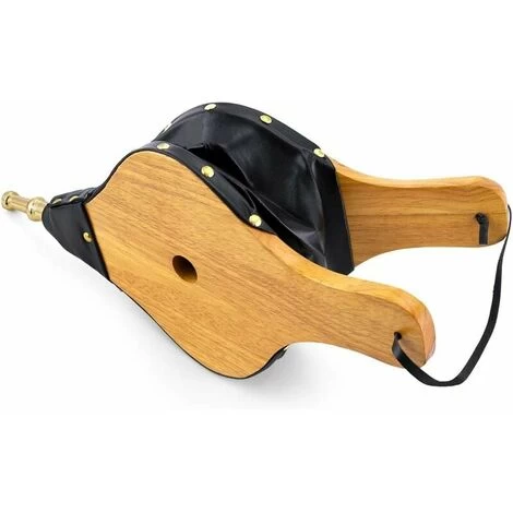 Fireplace Bellows 15.5 X 7 Large Wooden Fire Pit Blower Bellows Cast Iron Nozzle For Outdoor Camping Bbq Grill Fireplace Bellows Pump Barbecue Bellows Fire Tools Accessories With Hanging Strap - Image 4