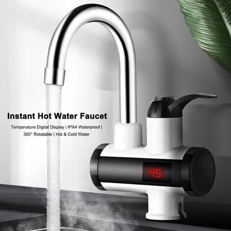 MUFF 3000W Instant Hot Water Faucet Electric Water Heater Tap With LED Digital Display Kitchen Bathroom Water Heating Faucet IPX4 Waterproof 360° Rotatable 220V - Image 2