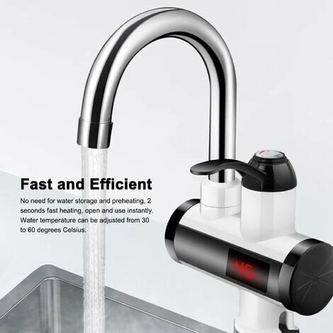 MUFF 3000W Instant Hot Water Faucet Electric Water Heater Tap With LED Digital Display Kitchen Bathroom Water Heating Faucet IPX4 Waterproof 360° Rotatable 220V - Image 4