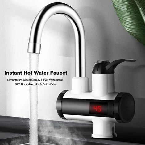 MUFF 3000W Instant Hot Water Faucet Electric Water Heater Tap With LED Digital Display Kitchen Bathroom Water Heating Faucet IPX4 Waterproof 360° Rotatable 220V - Image 2