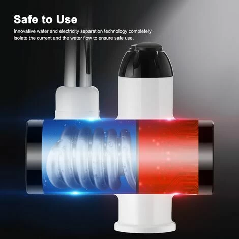 MUFF 3000W Instant Hot Water Faucet Electric Water Heater Tap With LED Digital Display Kitchen Bathroom Water Heating Faucet IPX4 Waterproof 360° Rotatable 220V - Image 3