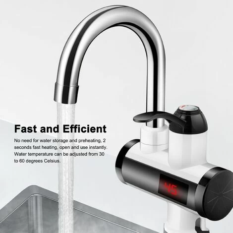 MUFF 3000W Instant Hot Water Faucet Electric Water Heater Tap With LED Digital Display Kitchen Bathroom Water Heating Faucet IPX4 Waterproof 360° Rotatable 220V - Image 4