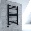 800mm X 300mm Straight Heated Towel Rail Ladder Radiator - Matt Black