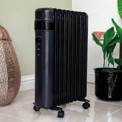 TCP Smart WiFi Portable Free-Standing Oil 9 Finned Electric Radiator 2000W Black