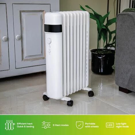 TCP Smart WiFi Portable Free-Standing Oil 11 Finned Electric Radiator 2500W - White - Image 2
