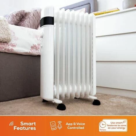 TCP Smart WiFi Portable Free-Standing Oil 11 Finned Electric Radiator 2500W - White - Image 3