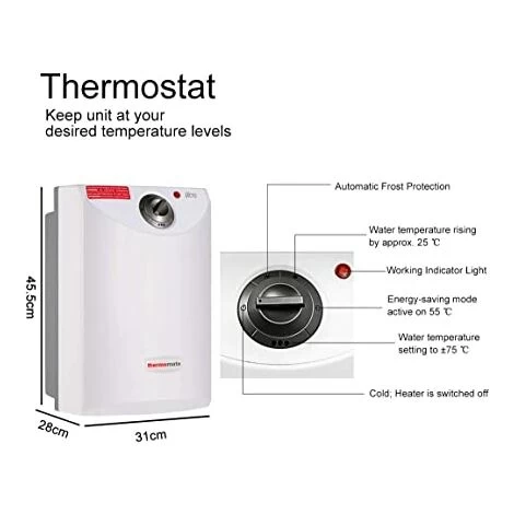 Plus Electric Water Heater Instant With Backlit LED Display, 5.5kW Tankless Hand Wash For Basins Sinks, Over/Under Sink Installation Thermomate ELEX5.5 - Image 2