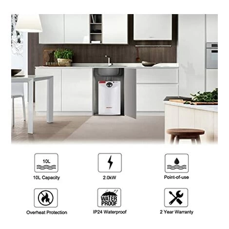 Plus Electric Water Heater Instant With Backlit LED Display, 5.5kW Tankless Hand Wash For Basins Sinks, Over/Under Sink Installation Thermomate ELEX5.5 - Image 3