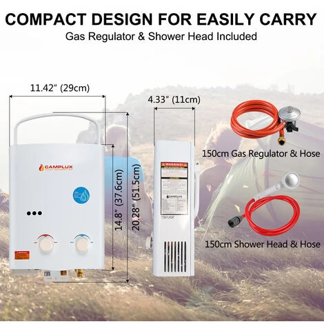 Portable Gas Water Heater, 5L Outdoor Shower For Camping, RV, Washing Horses Camplux AY132 - Image 3