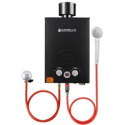 Instant Gas Water Heater With Rain Cap, CE Certified GAR Standard Tankless Propane Gas Boiler, Use For Outdoor Shower Camping RV Trip Horse Washing [Energy Class A+] Camplux BW158BC