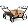Firewood Log Rack Heavy-Duty Wood Storage Holder Firewood Storage Rack 4 Wheels