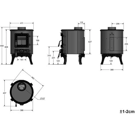 5KW Wood Burning Stove Cast Iron Fireplace Log Burner Bronze Defra Eco Design - Image 5