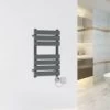 WarmeHaus Prefilled Electric Heated Towel Rail Thermostatic With Chrome LCD Display Heating Element 650x400mm-300W-Sand Grey