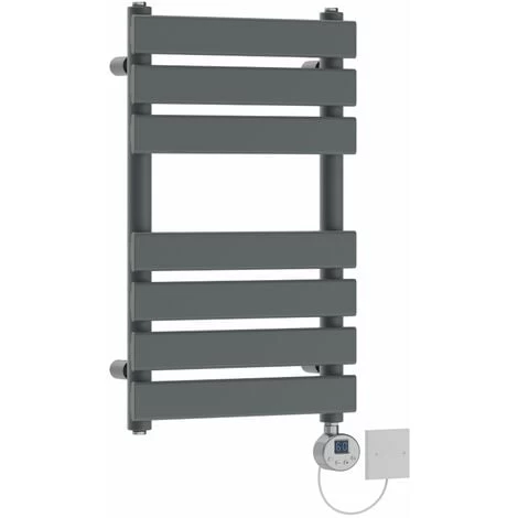 WarmeHaus Prefilled Electric Heated Towel Rail Thermostatic With Chrome LCD Display Heating Element 650x400mm-300W-Sand Grey - Image 2