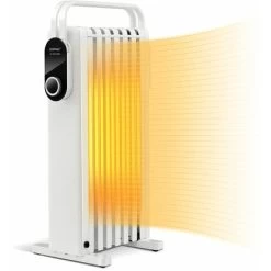 1500W Electric Space Heater 7 Fin Oil Filled Radiator Heater W/ 3 Heat Settings White