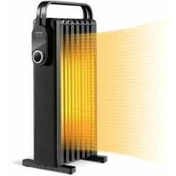 1500W Electric Space Heater 7 Fin Oil Filled Radiator Heater W/ 3 Heat Settings Black