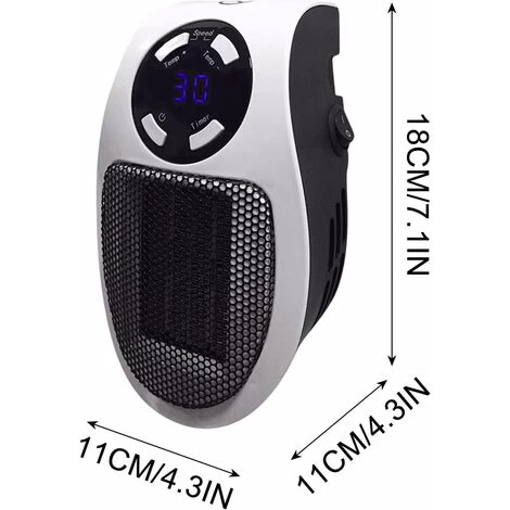 Wall Mounted Heater, 500W Heater With LED Display, Wall Mounted Candle, Electric Heater With Adjustable Thermostat And Timer, Small Laptop Heater For Bedroom, Bathroom, Office - Image 3