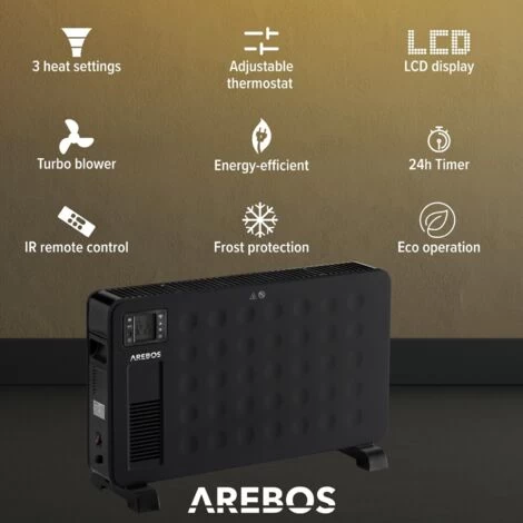 AREBOS Portable Convector 2300 W Heater Electric Heater - Image 3