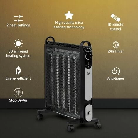 AREBOS Mica Convector 2000 Watt Heater Radiator Heating Electric Heater - Image 3