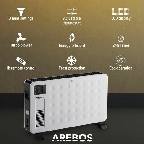 AREBOS Portable Convector 2300 W Heater Electric Heater White - Image 3