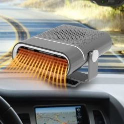 Car Heater, Window Defroster, Fast Heating And Cooling Fan 2 In 1, 360° Rotatable, Plug In The Cigarette Lighter Black (24V)