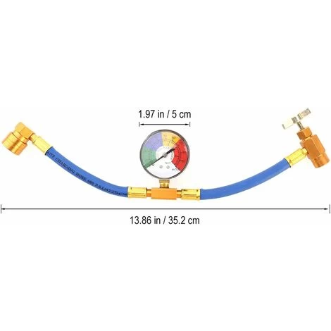 R134A Air Conditioning Refrigerant Charge Hose With Pressure Gauge For Car (1/2 Thread For America And Europe) - Image 2