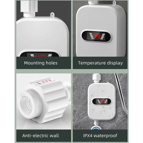 Electric Water Heater For Shower 3.5kw Led Digital Display Mini Instant 110v Hot Waterproof,EU - Image 2