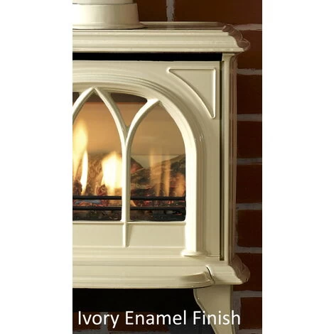 Gazco Huntingdon 20 Gas Stove, Matt Ivory, Tracery Door, Conventional Flue, Natural Gas - Image 4