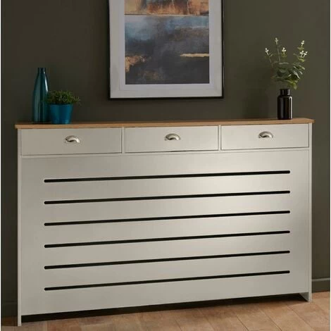 Cream Radiator Cover Cabinet Traditional Modern MDF Wood Horizontal Shelf Large - Image 2