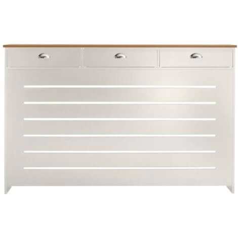 Cream Radiator Cover Cabinet Traditional Modern MDF Wood Horizontal Shelf Large - Image 4