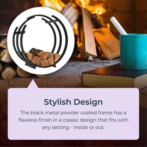 Idooka Circular Round Log Basket Storage Outdoor Indoor Fireplace Accessories Store - 8200380 - Image 3